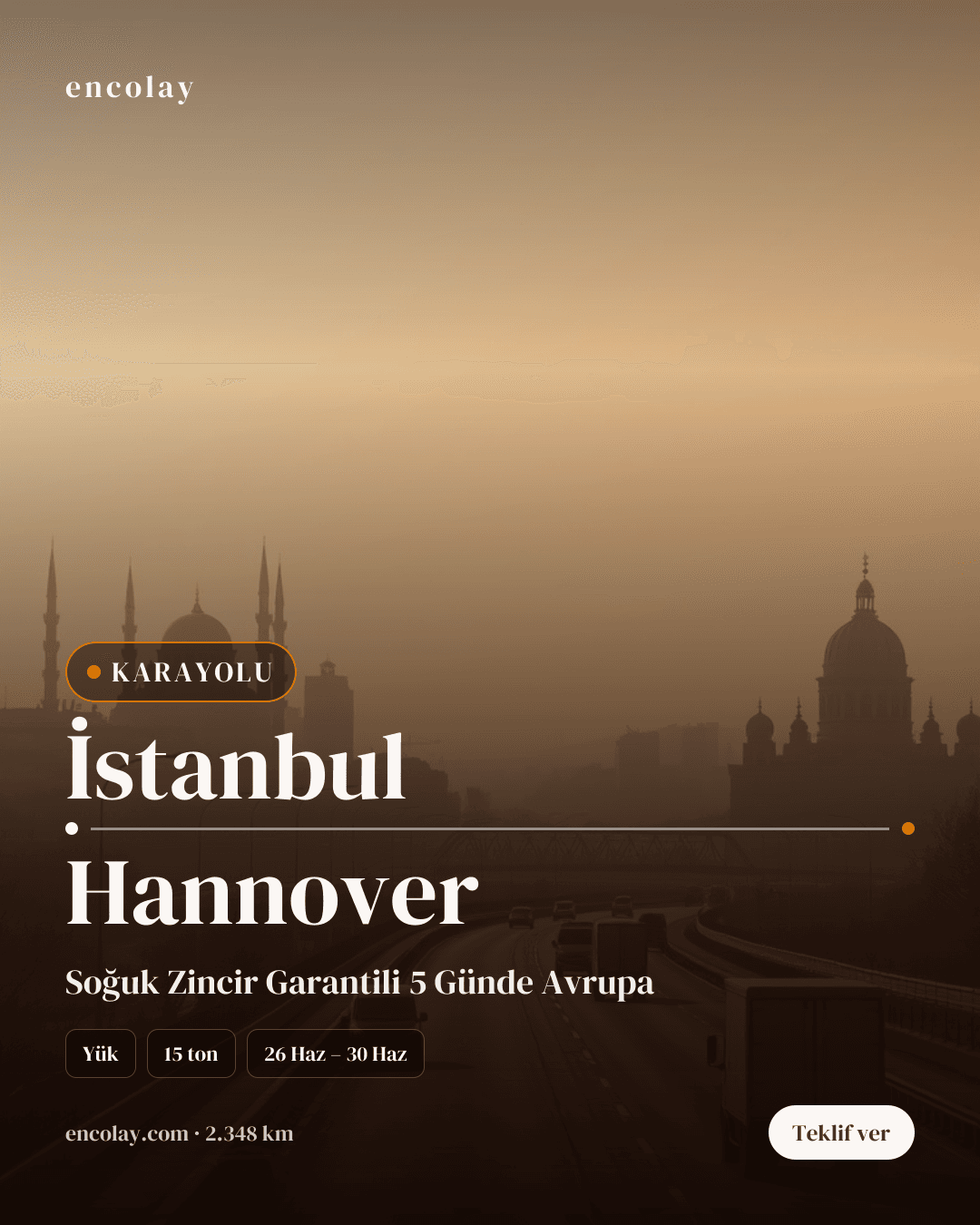 Boş araç · İstanbul → Hannover