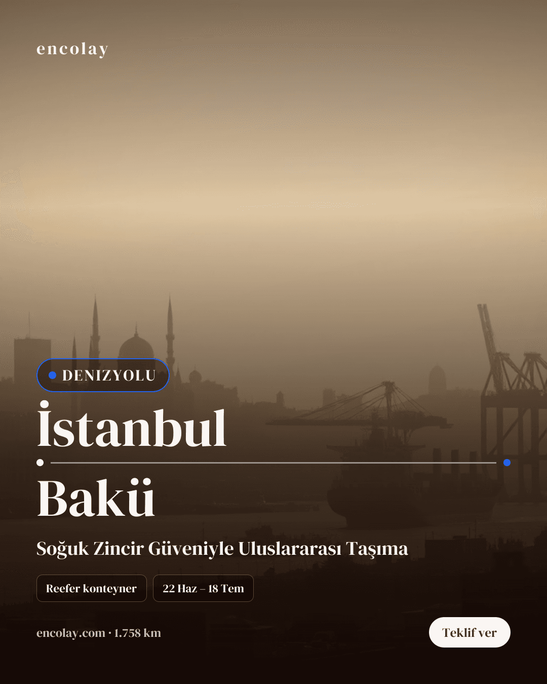 Boş araç: İstanbul → Bakü · Konteyner taşıyıcı