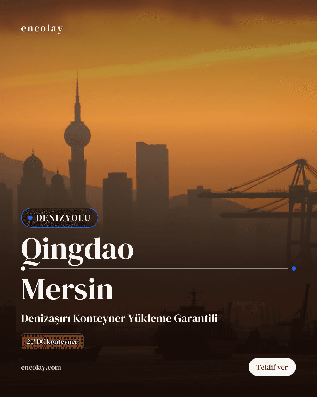 Qingdao → Mersin · Konteyner (20' DC konteyner)