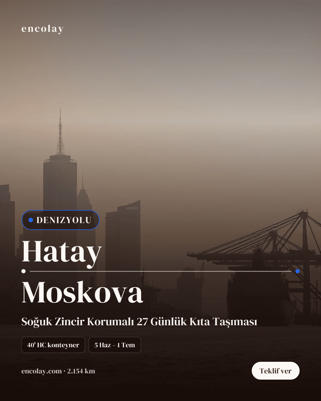 Boş araç: Hatay → Moskova · Konteyner taşıyıcı