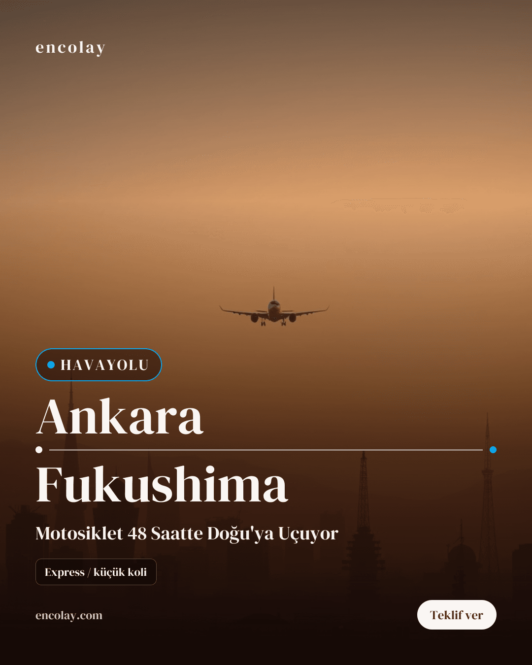 Ankara-Fukushima arası motosiklet havayolu taşıması