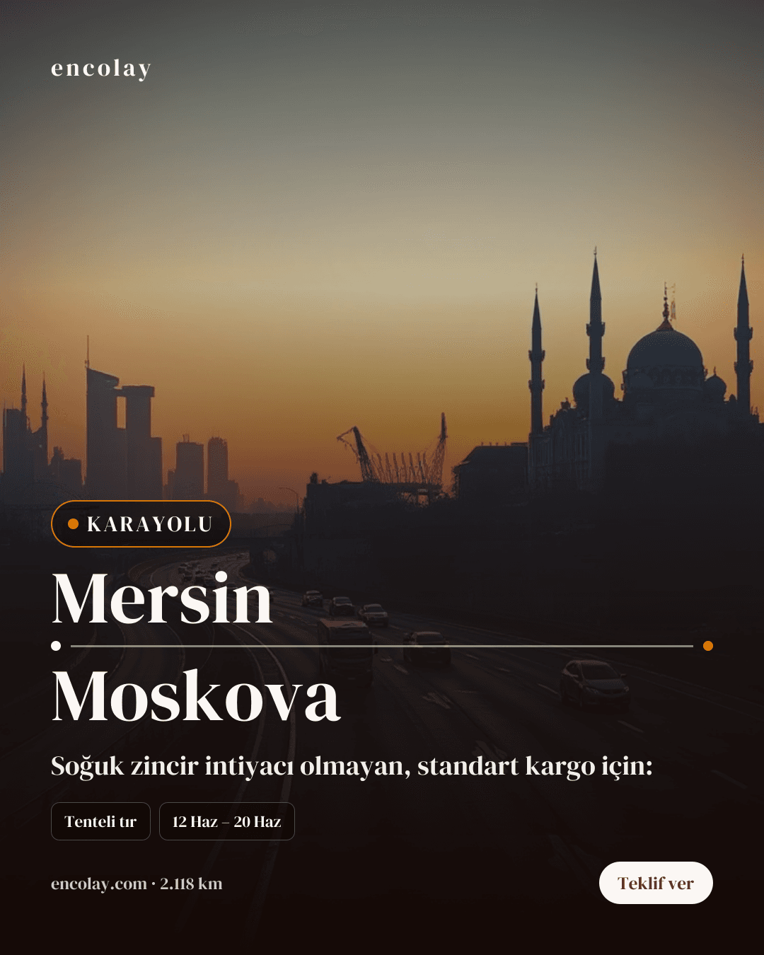 Boş araç: Mersin → Moskova · Mega tır