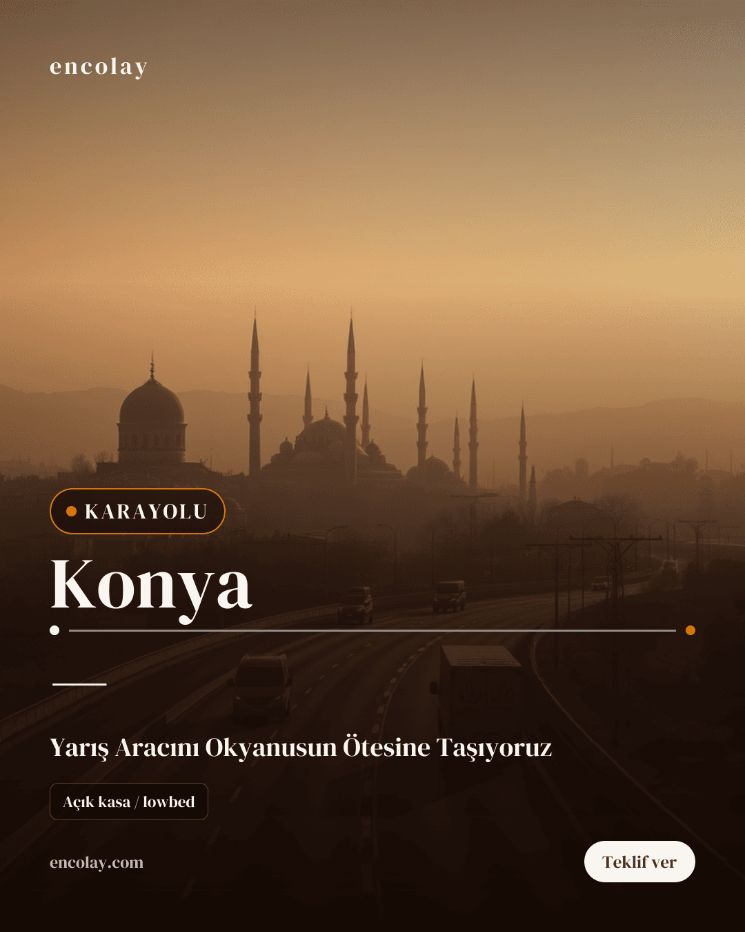 Konya-ABD arası yarış aracı karayolu taşıması