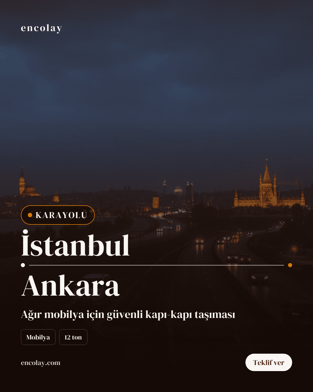İstanbul-Ankara arası 12 ton mobilya karayolu taşıması