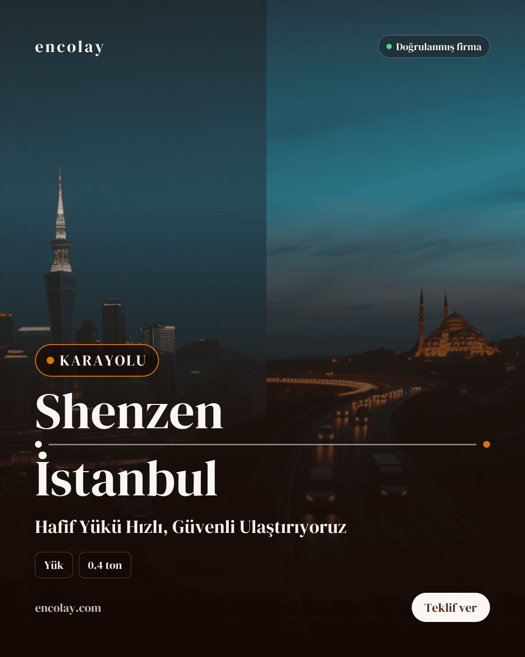Shenzen → İstanbul · 0.4 ton