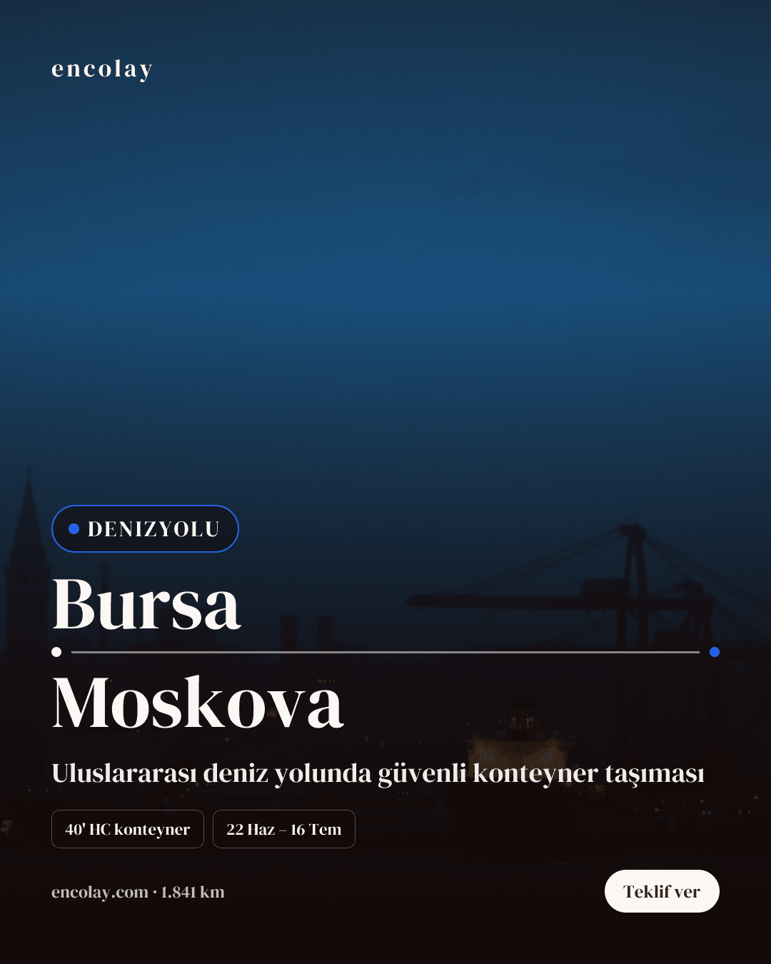 Boş araç: Bursa → Moskova · Konteyner taşıyıcı