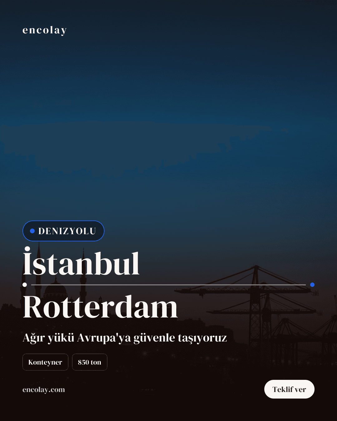 İstanbul-Rotterdam arası 850 ton tekstil ürünü konteyner taşıması