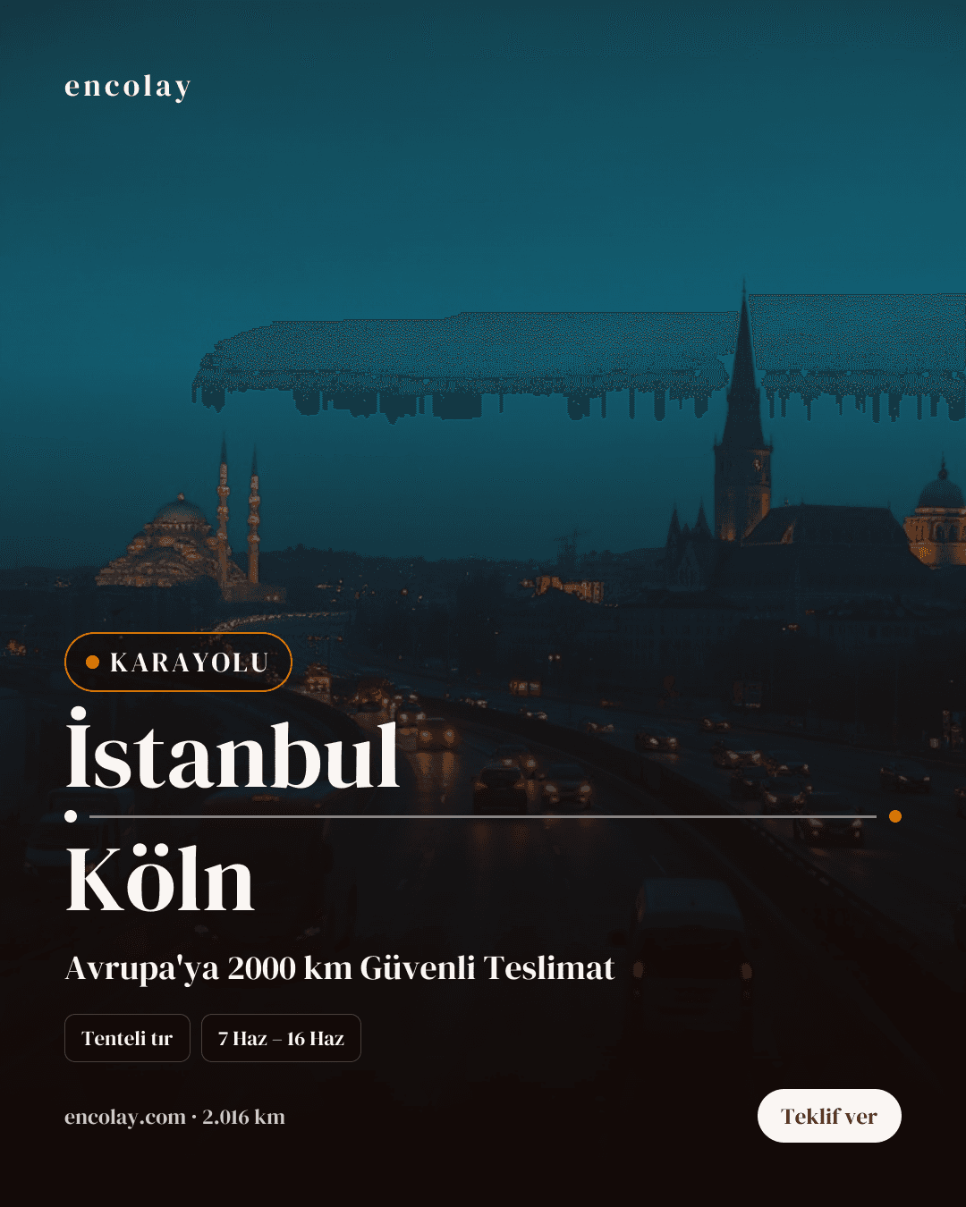 Boş araç: İstanbul → Köln · Mega tır