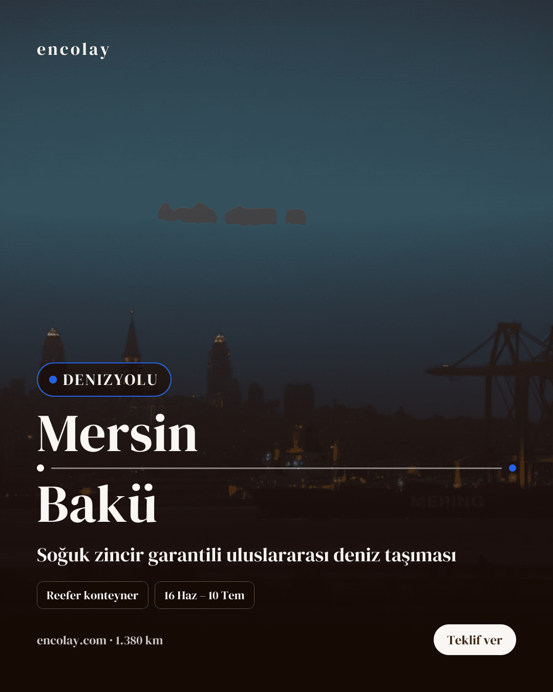 Boş araç: Mersin → Bakü · Konteyner taşıyıcı
