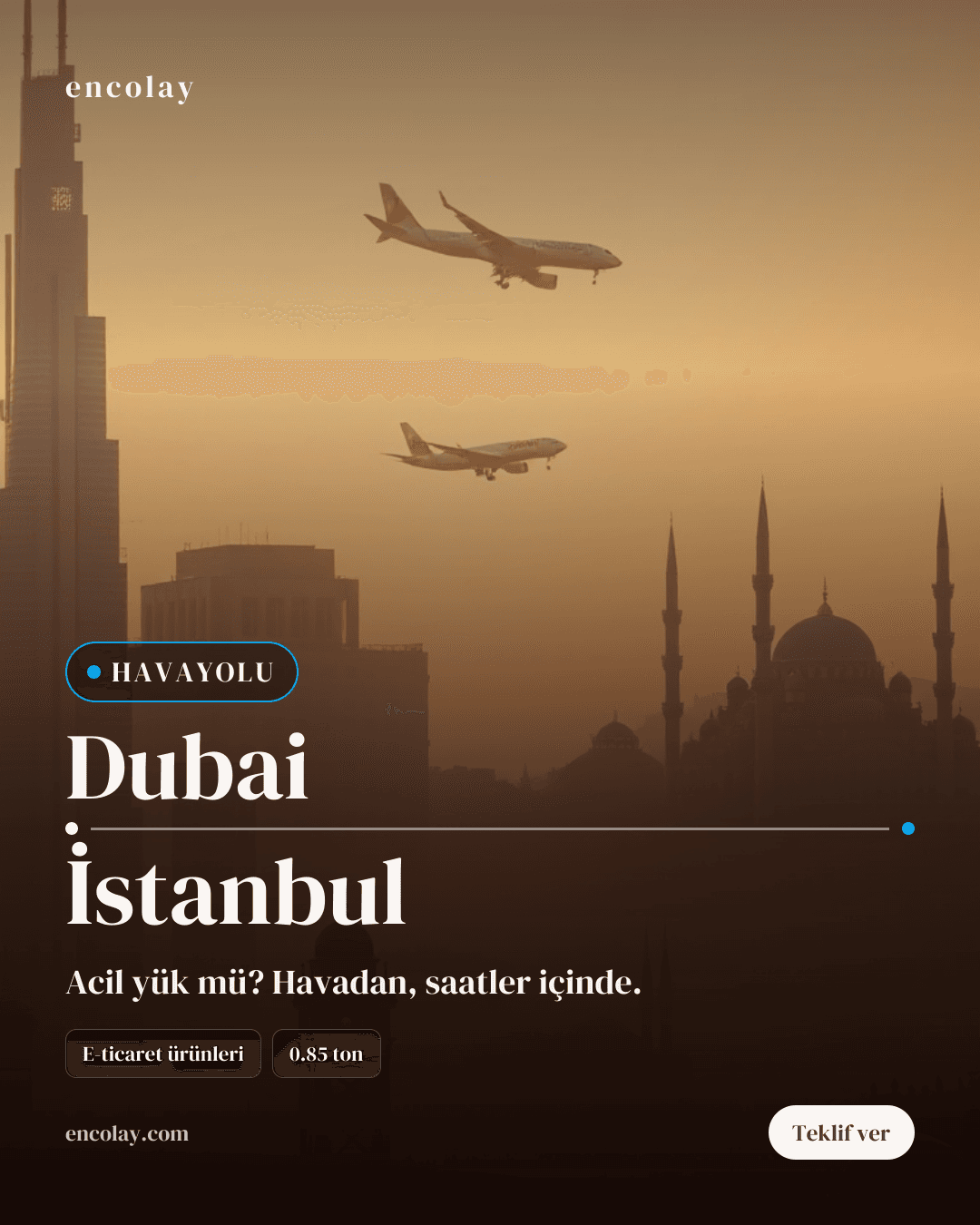 Dubai-İstanbul havayolu ile e-ticaret ürünleri taşıması