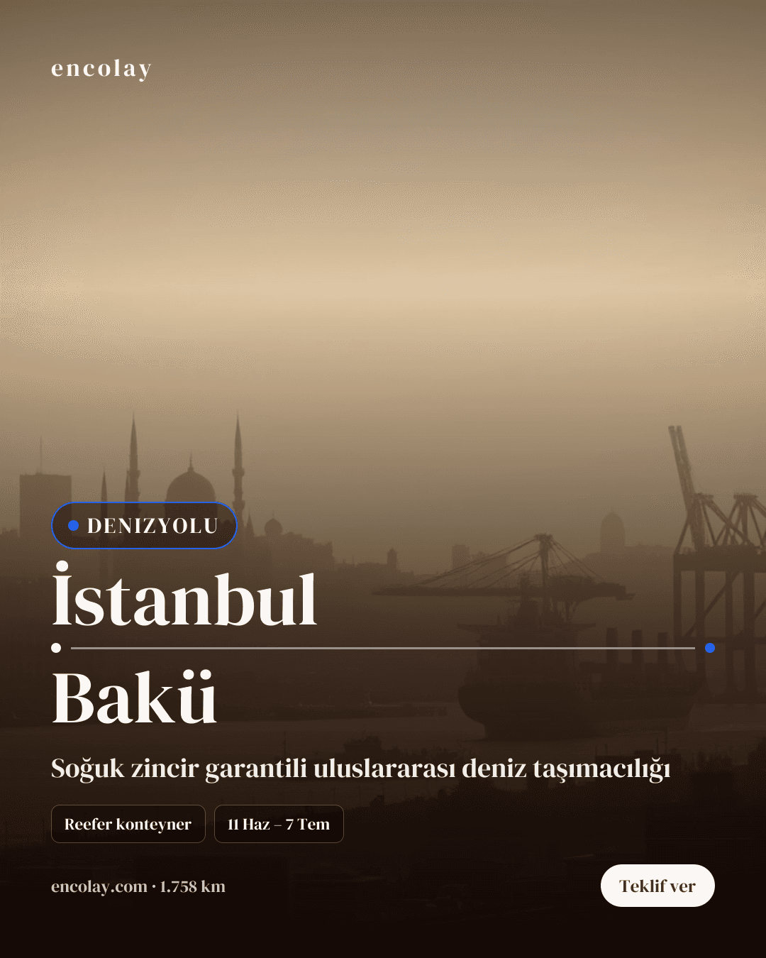 Boş araç: İstanbul → Bakü · Konteyner taşıyıcı