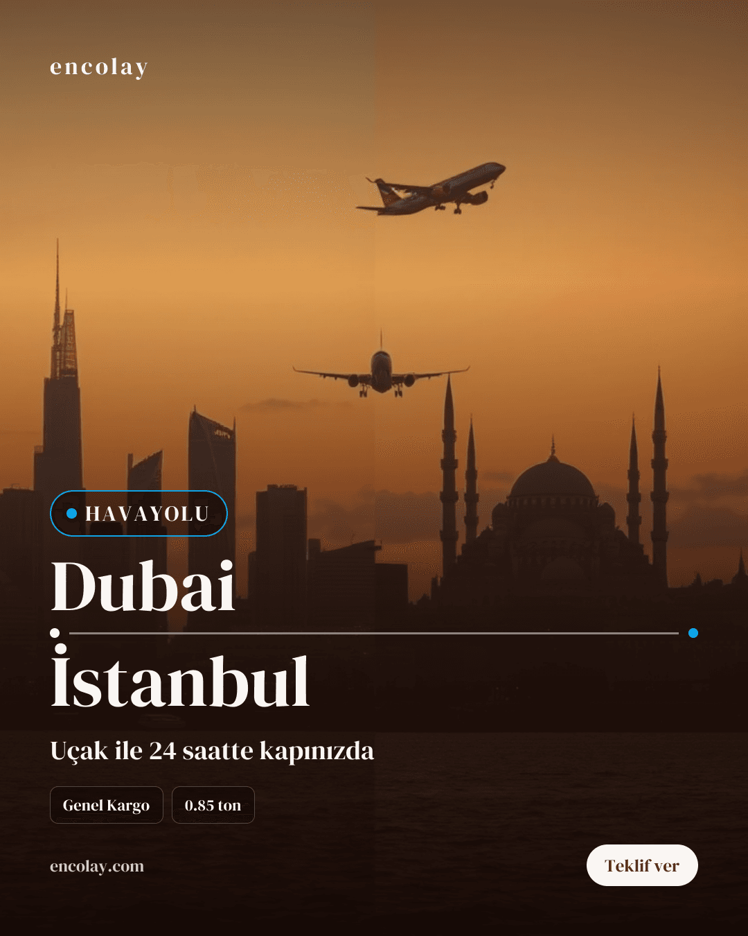 Dubai-İstanbul havayolu genel kargo taşıması