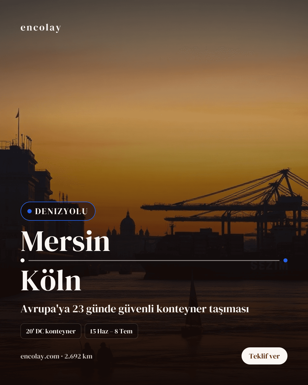 Boş araç: Mersin → Köln · Konteyner taşıyıcı