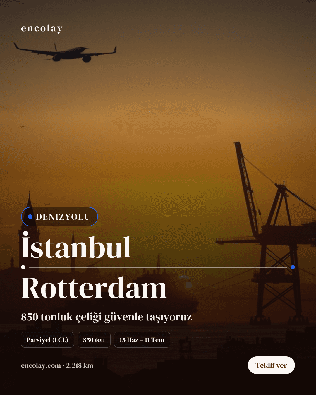 İstanbul-Rotterdam arası 850 ton çelik boru denizyolu taşıması