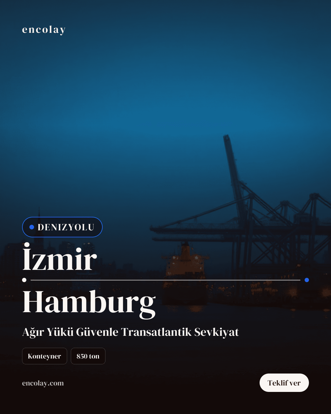 İzmir-Hamburg arası 850 ton tekstil ürünleri konteyner taşıması