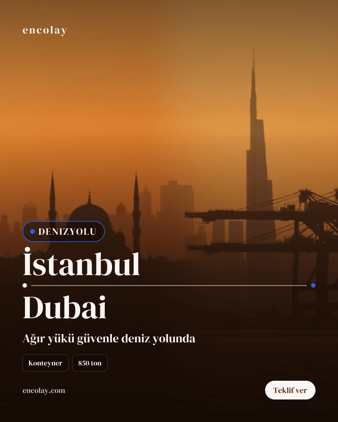 İstanbul-Dubai arası 850 ton tekstil ürünleri denizyolu taşıması