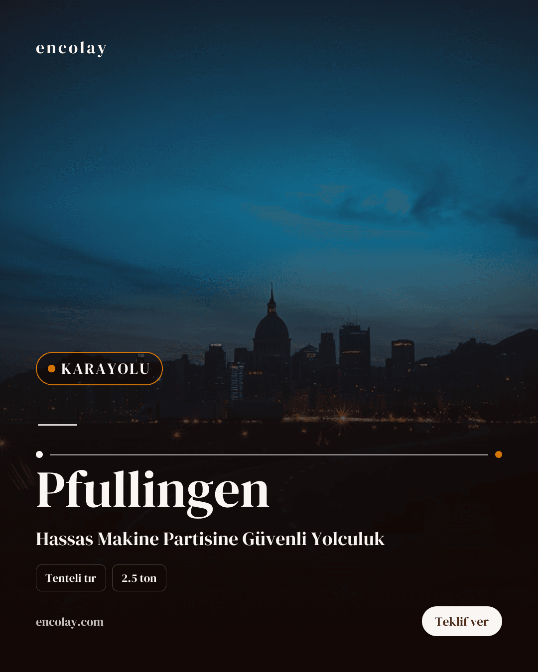 Türkiye-Almanya Pfullingen arası 2.5 ton makine taşıma