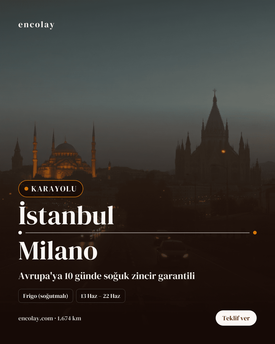 Boş araç: İstanbul → Milano · Panelvan (parsiyel)