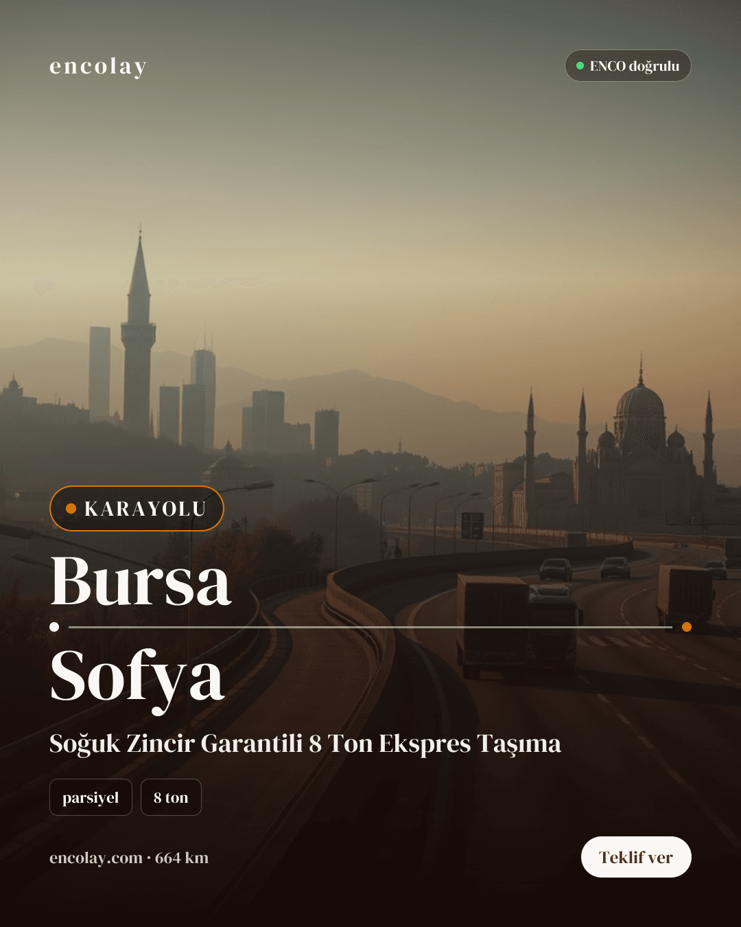 Bursa → Sofya · 8 ton parsiyel