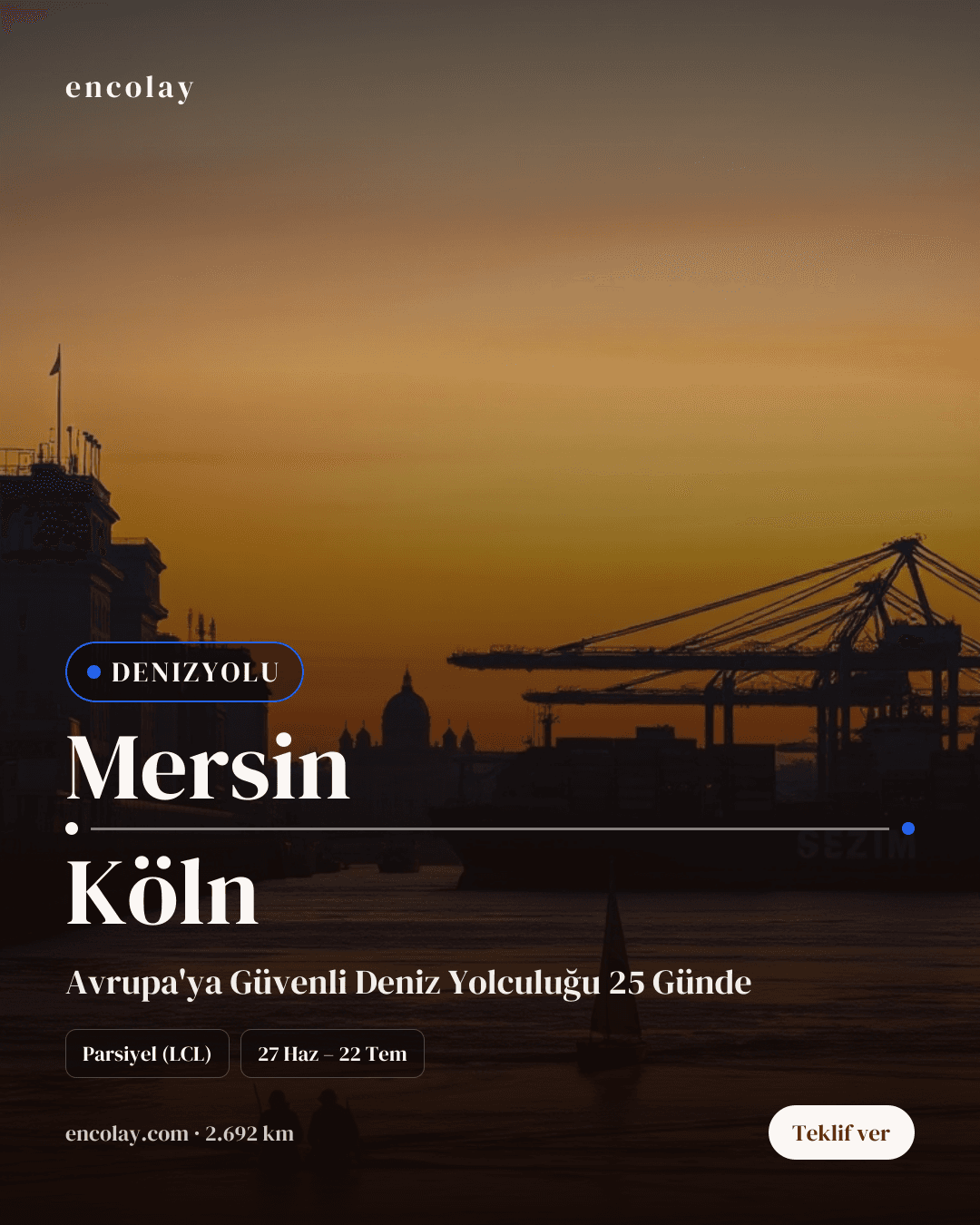 Boş araç: Mersin → Köln · Konteyner taşıyıcı