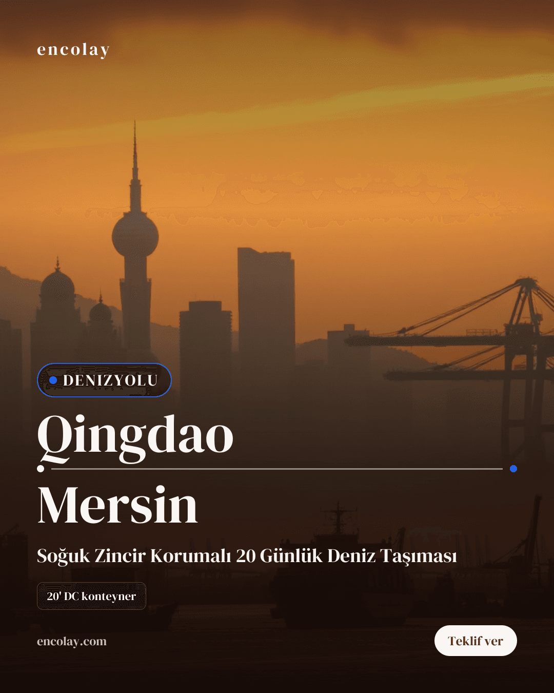 Qingdao-Mersin arası 5 konteyner denizyolu taşıması