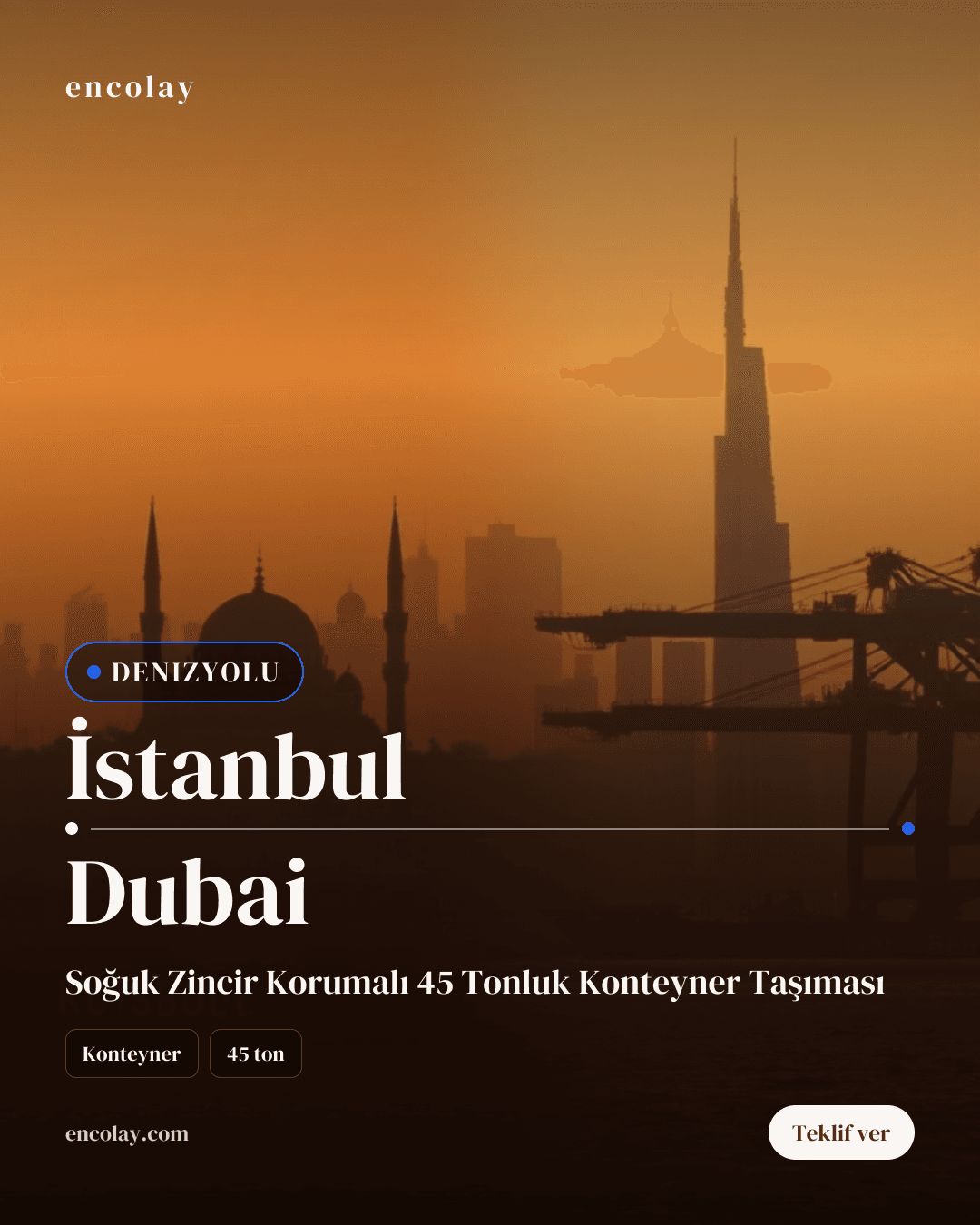 İstanbul-Dubai arası 45 ton tekstil ürünleri konteyner taşıması