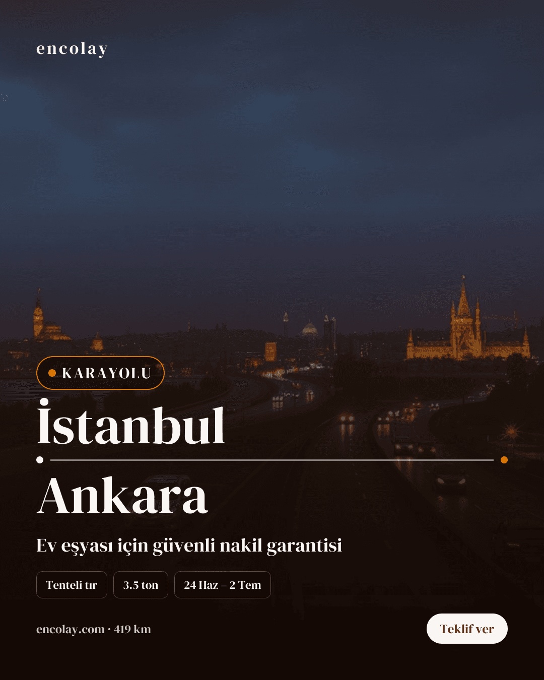 İstanbul-Ankara arası ev eşyası karayolu taşıması