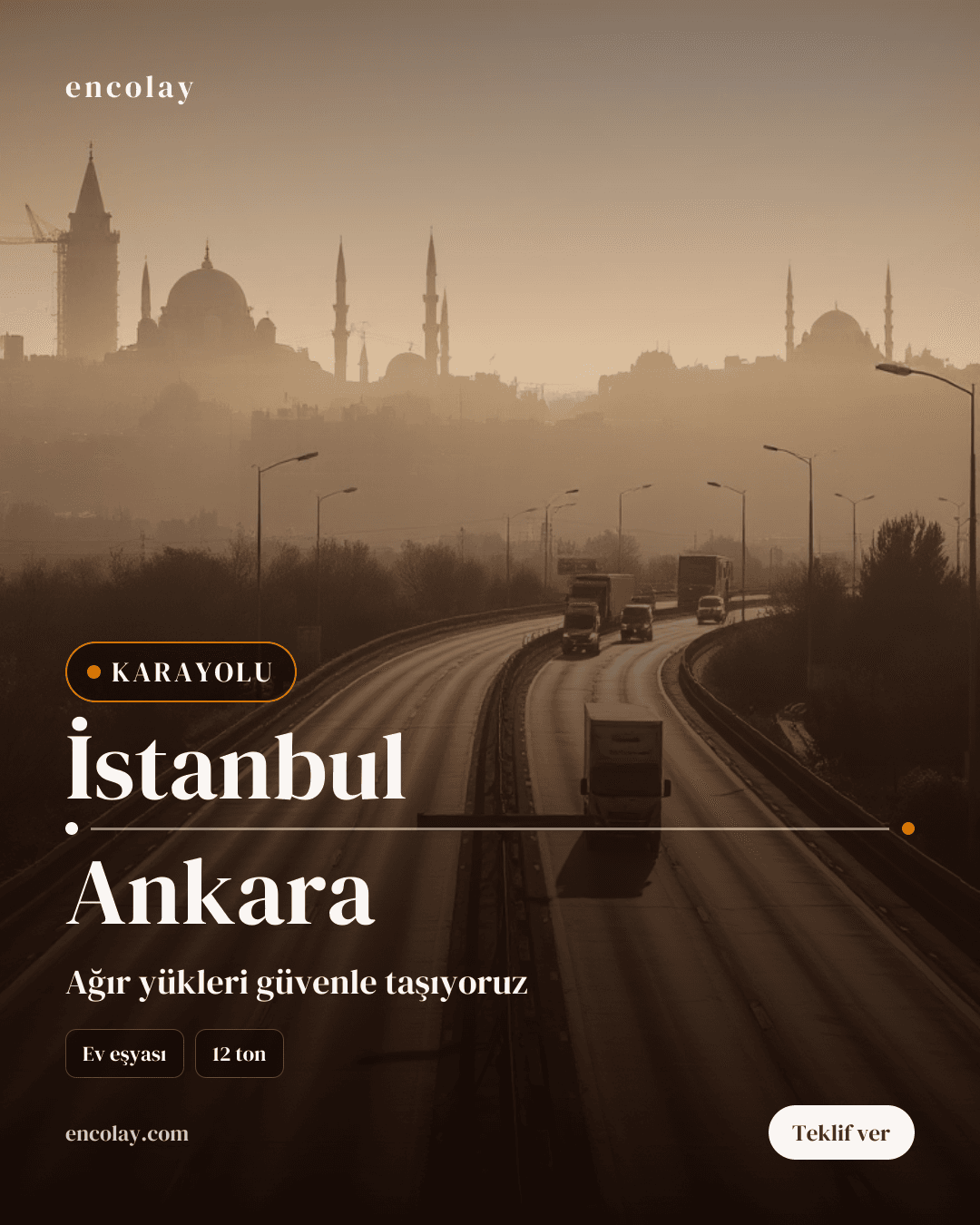 İstanbul-Ankara arası 12 ton ev eşyası karayolu taşıması