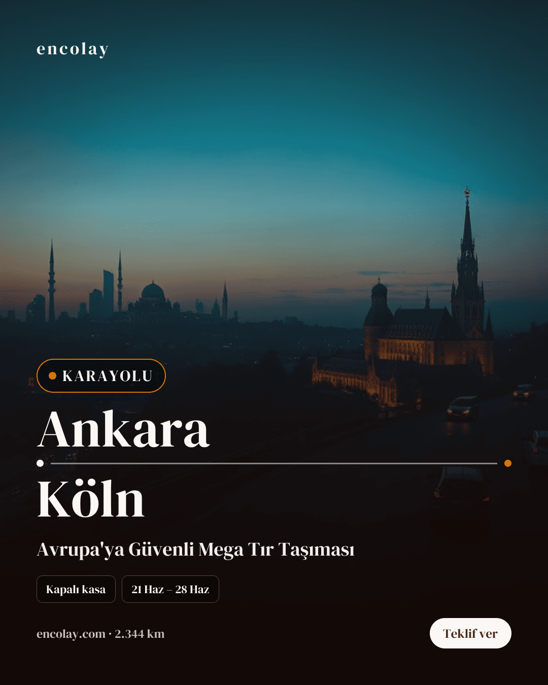 Boş araç: Ankara → Köln · Mega tır
