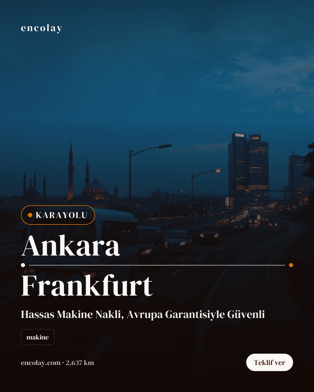 Ankara → Frankfurt · 12 ton makine