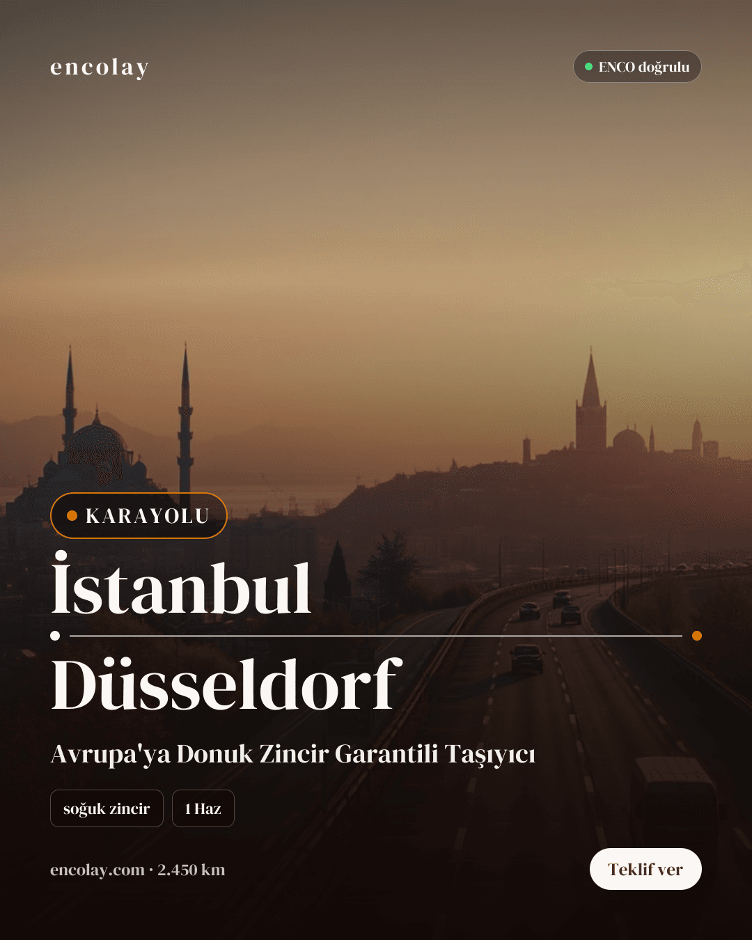 İstanbul → Düsseldorf · 25 ton soğuk zincir