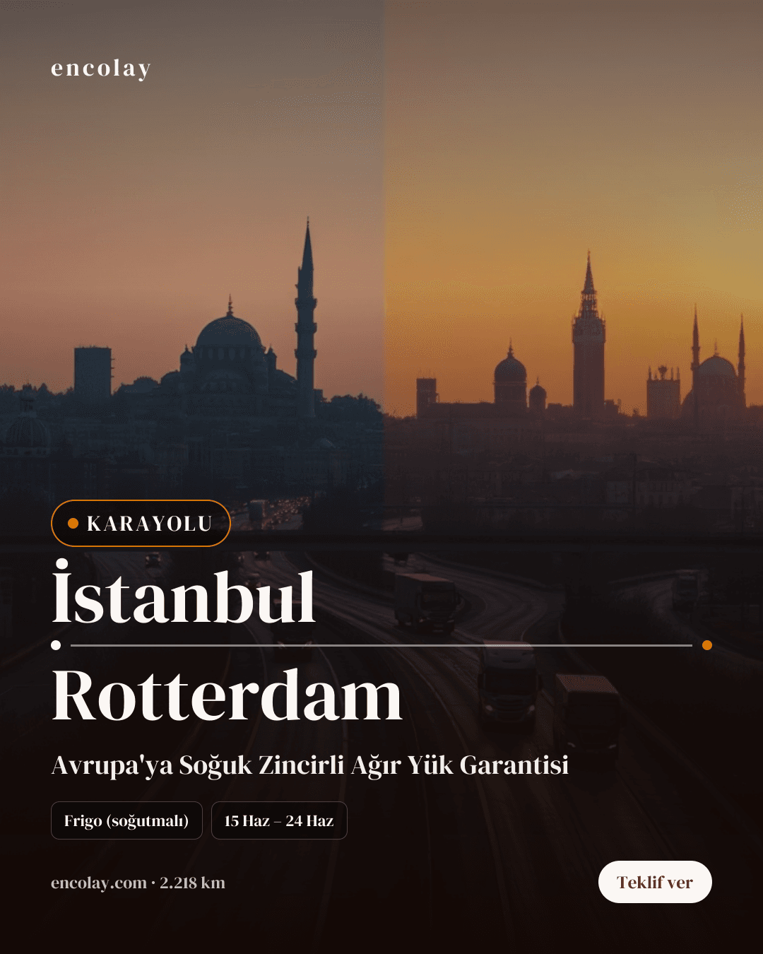 Boş araç: İstanbul → Rotterdam · Lowbed (ağır yük)