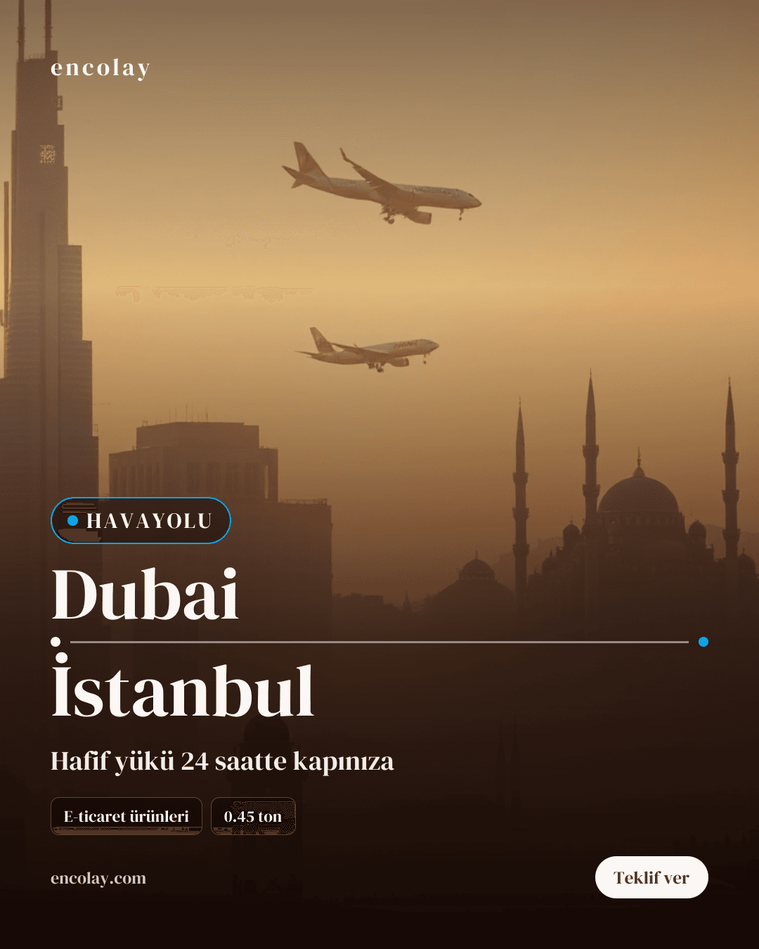 Dubai-İstanbul havayolu ile e-ticaret ürünleri taşıması
