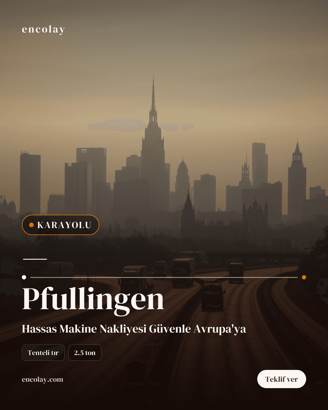 Türkiye-Almanya Pfullingen arası 2.5 ton makine taşıma