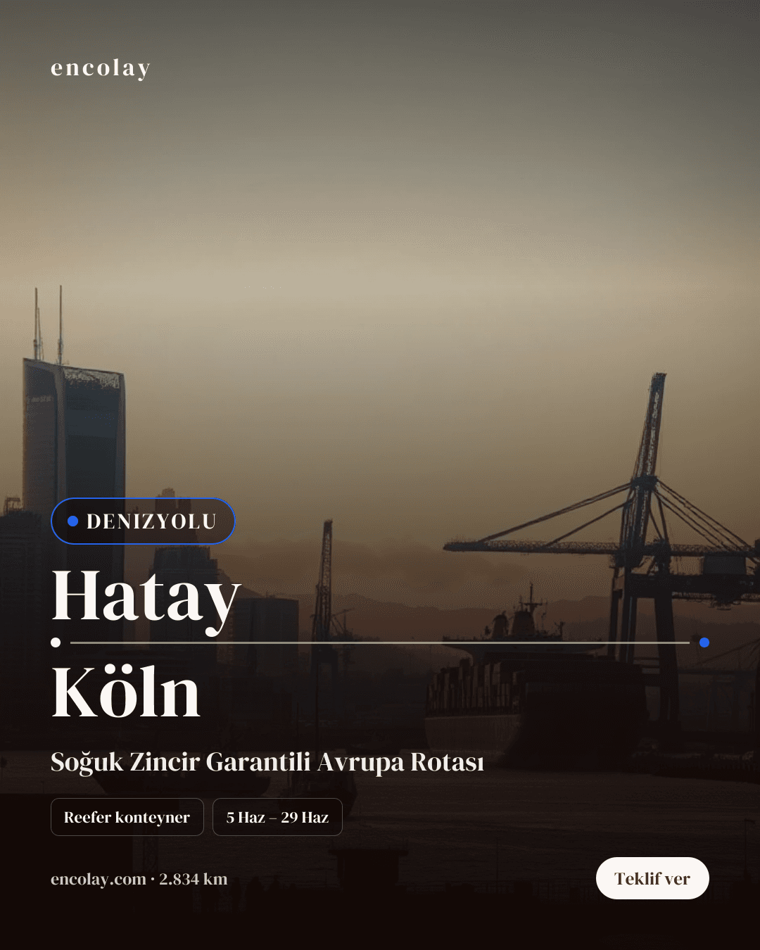 Boş araç: Hatay → Köln · Konteyner taşıyıcı
